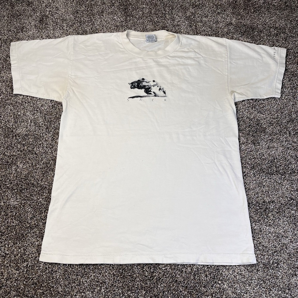Vintage 90s Core America Sack Football Mens Size L Unique Sports Tee NFL Graphic